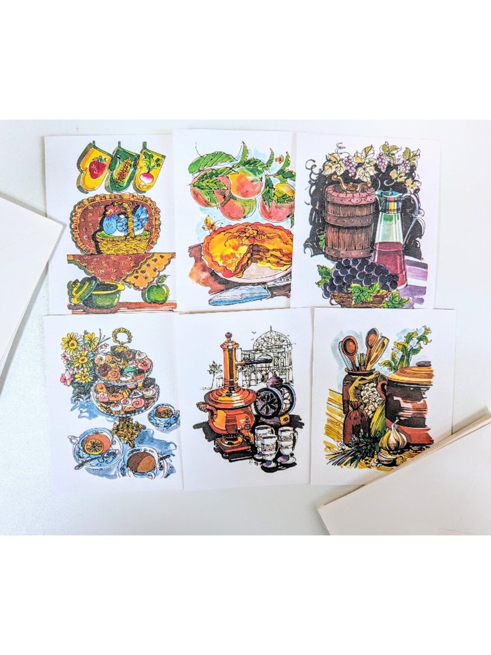 Vintage Pack of 12 Blank Watercolor Cards & Envelopes | Woodland Floral Motifs